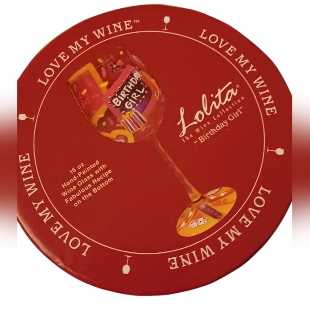 Lolita NIB!! Birthday Goddess Hand-painted Artisan Wine Glass - Picture 10 of 11